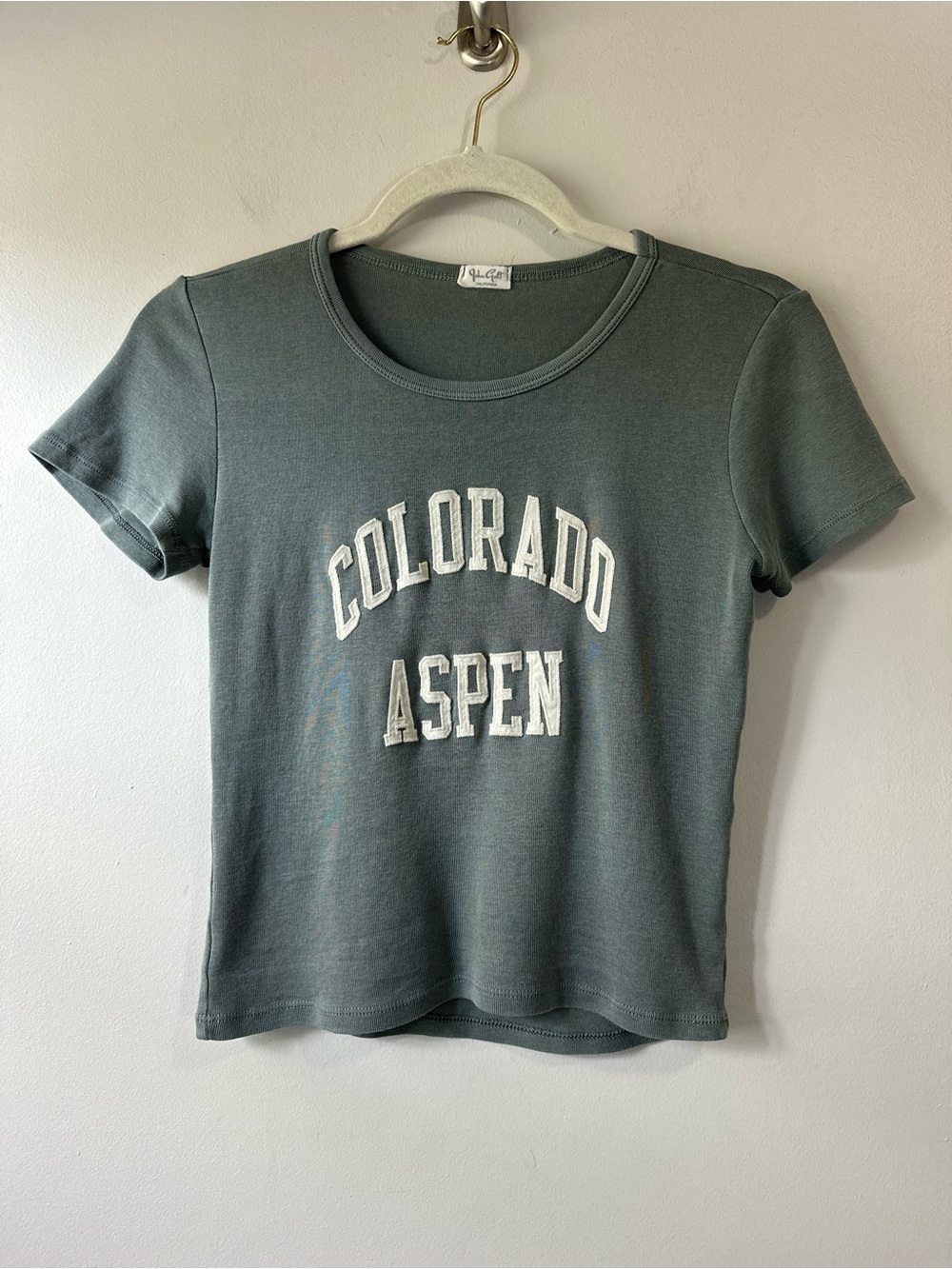 John Galt Ashlyn Colorado Aspen Sage Green Short Sleeve T-shirt Sz S Collegiate
